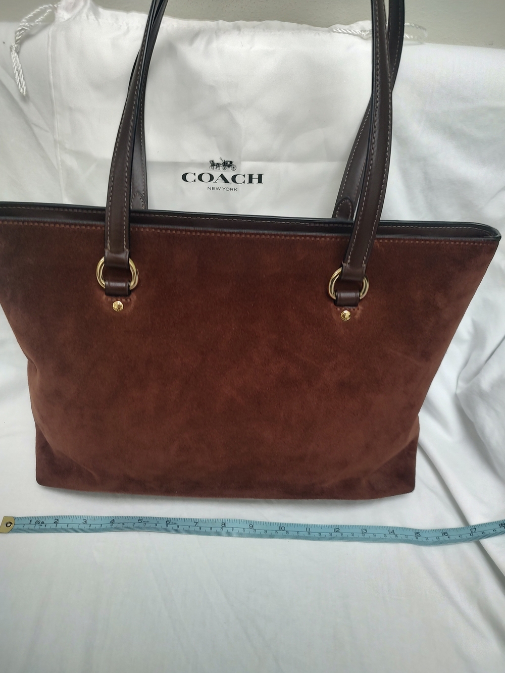 COACH Station Tote Suade/ Vintage Brown - Picture 2 of 2